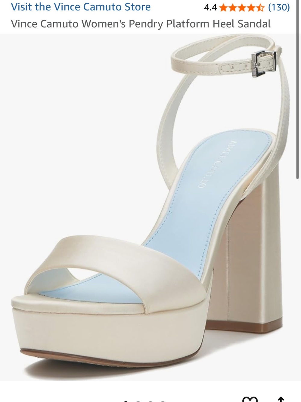 Vince Camuto Cream Platform Ankle-Strap Block Heel